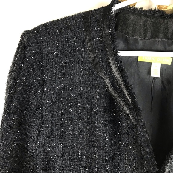 Sigrid Olsen Black Tweed Jacket size: 14 - Picture 3 of 5